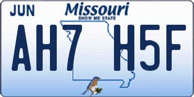 MO license plate AH7H5F