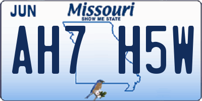 MO license plate AH7H5W