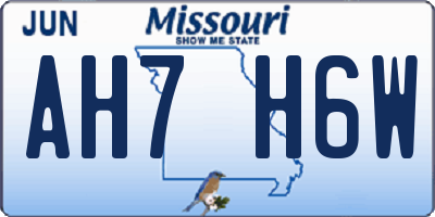 MO license plate AH7H6W