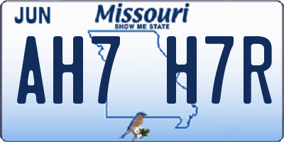 MO license plate AH7H7R