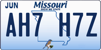 MO license plate AH7H7Z
