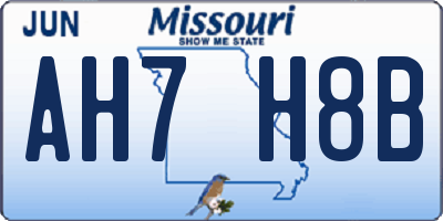 MO license plate AH7H8B