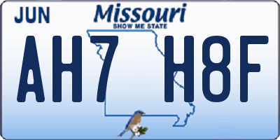 MO license plate AH7H8F