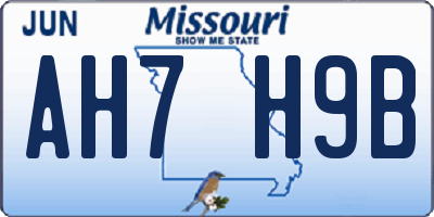 MO license plate AH7H9B