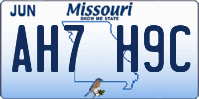 MO license plate AH7H9C