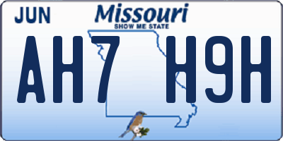 MO license plate AH7H9H