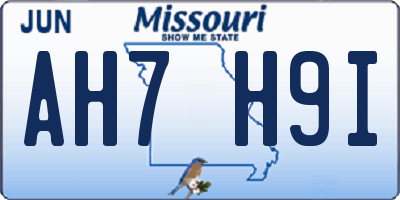 MO license plate AH7H9I