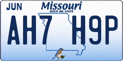MO license plate AH7H9P