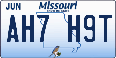 MO license plate AH7H9T