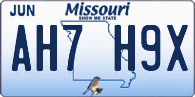 MO license plate AH7H9X