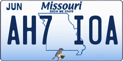 MO license plate AH7I0A
