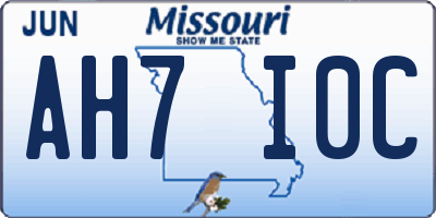 MO license plate AH7I0C