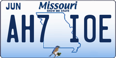 MO license plate AH7I0E