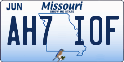 MO license plate AH7I0F