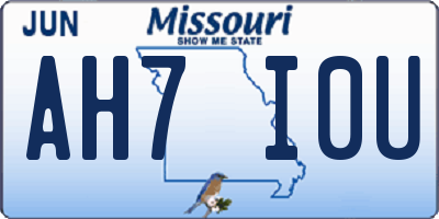 MO license plate AH7I0U