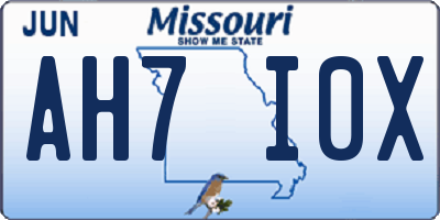 MO license plate AH7I0X