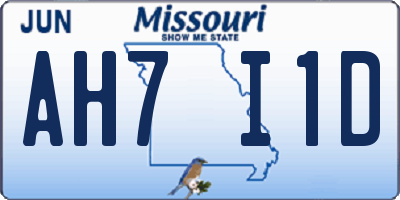 MO license plate AH7I1D