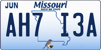MO license plate AH7I3A