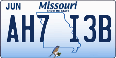MO license plate AH7I3B