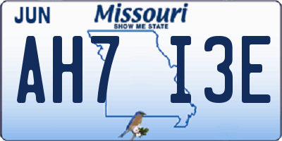 MO license plate AH7I3E