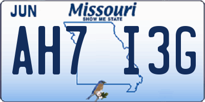 MO license plate AH7I3G