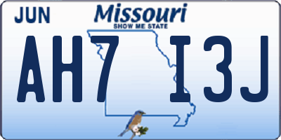 MO license plate AH7I3J