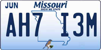 MO license plate AH7I3M