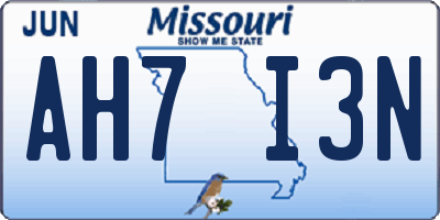 MO license plate AH7I3N