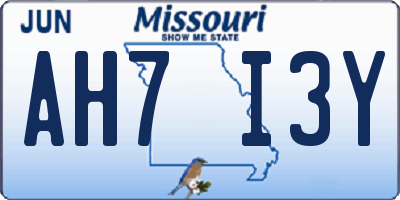 MO license plate AH7I3Y
