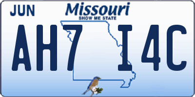 MO license plate AH7I4C