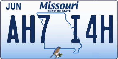 MO license plate AH7I4H