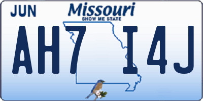 MO license plate AH7I4J