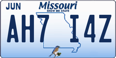 MO license plate AH7I4Z