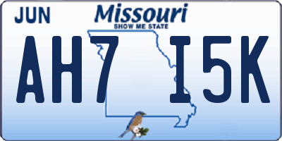 MO license plate AH7I5K