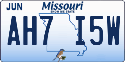 MO license plate AH7I5W