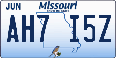 MO license plate AH7I5Z