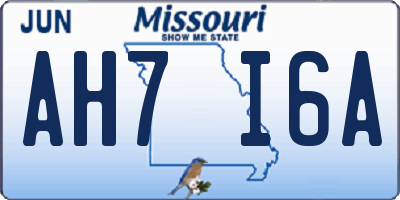MO license plate AH7I6A
