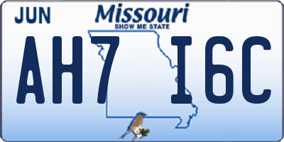 MO license plate AH7I6C