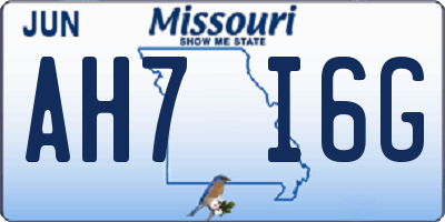 MO license plate AH7I6G