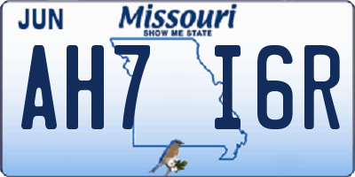 MO license plate AH7I6R