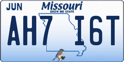 MO license plate AH7I6T