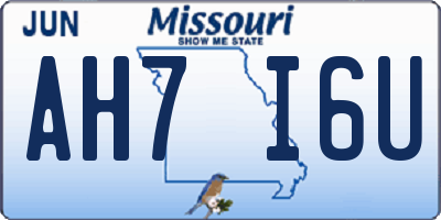 MO license plate AH7I6U