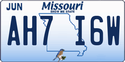 MO license plate AH7I6W