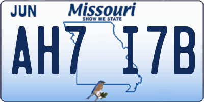 MO license plate AH7I7B