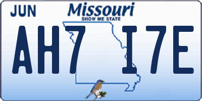 MO license plate AH7I7E