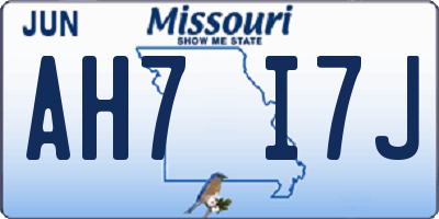 MO license plate AH7I7J