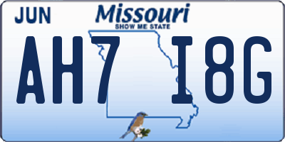 MO license plate AH7I8G
