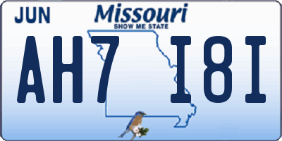 MO license plate AH7I8I