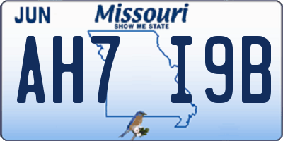 MO license plate AH7I9B