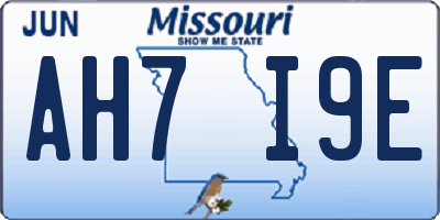 MO license plate AH7I9E